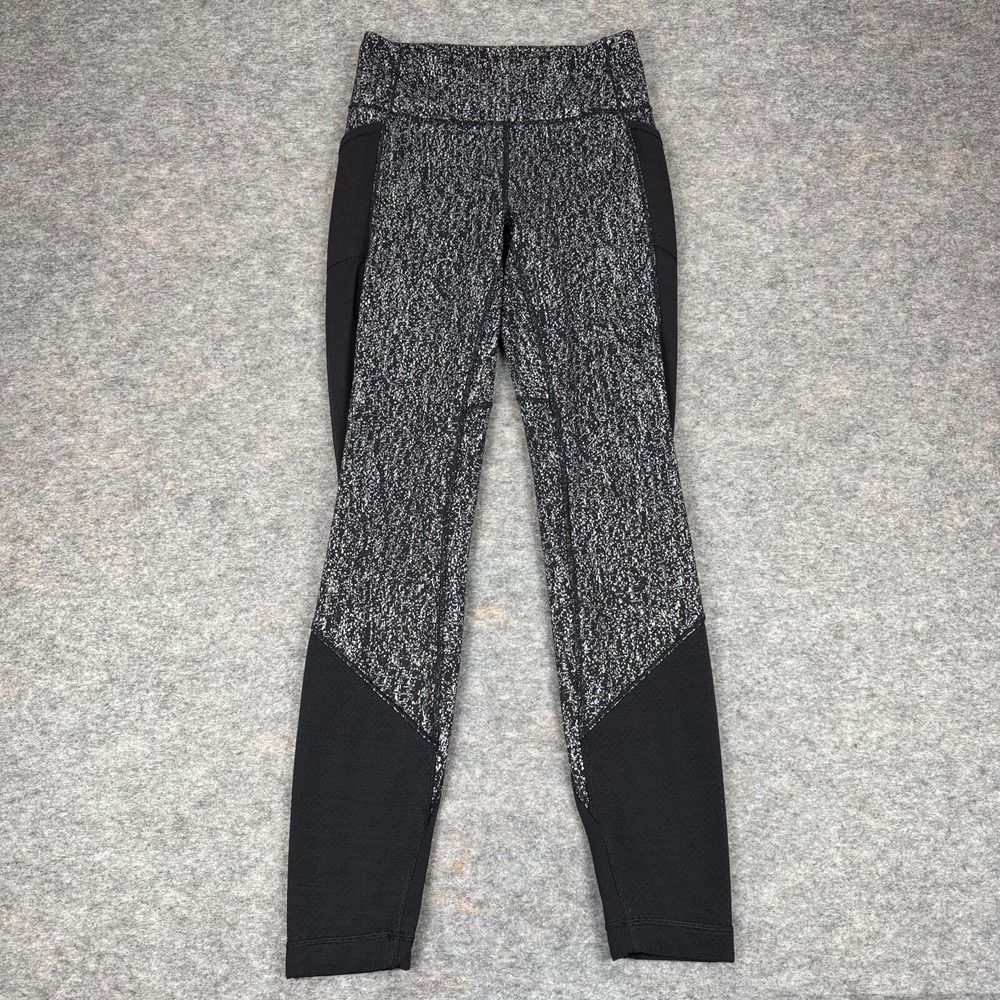Lululemon Fit Physique Tight 28" Luon Suited Jacquard Black White Womens 6 *
